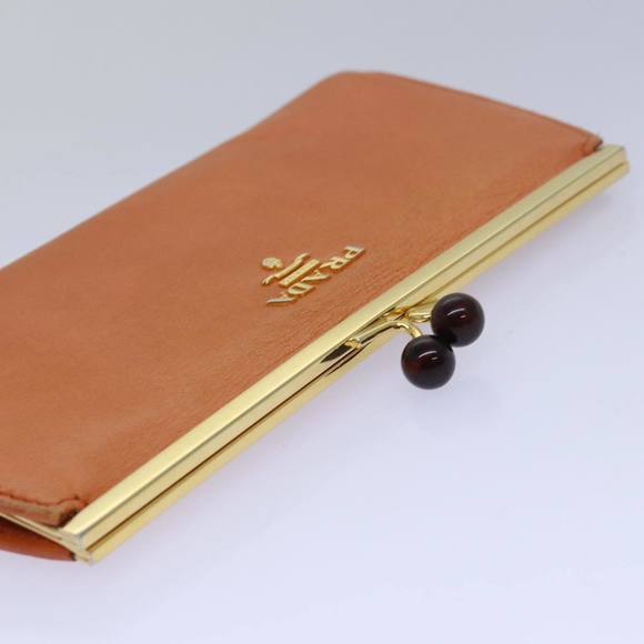 PRADA Gamaguchi Wallet Leather Orange Auth 77705 - Picture 5 of 16